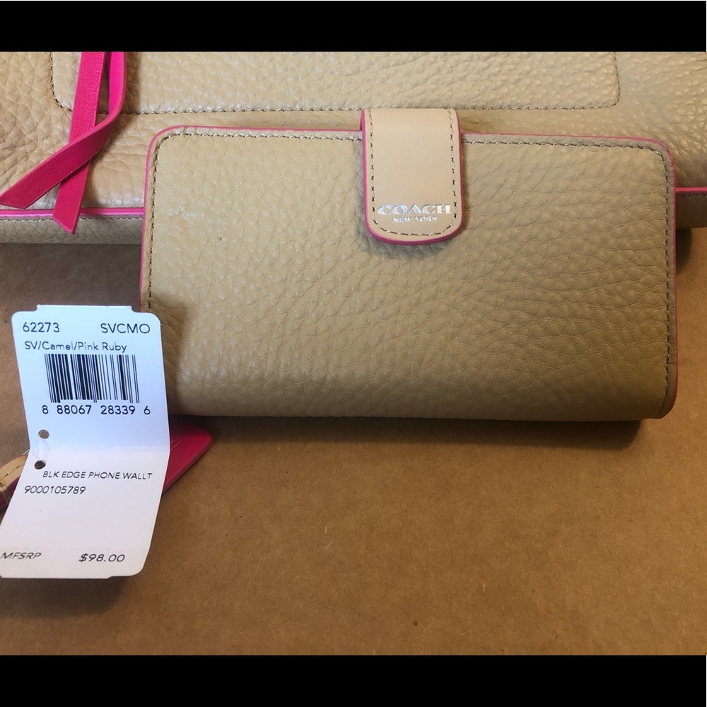 Coach Taupe and Pink Leather Wallet
